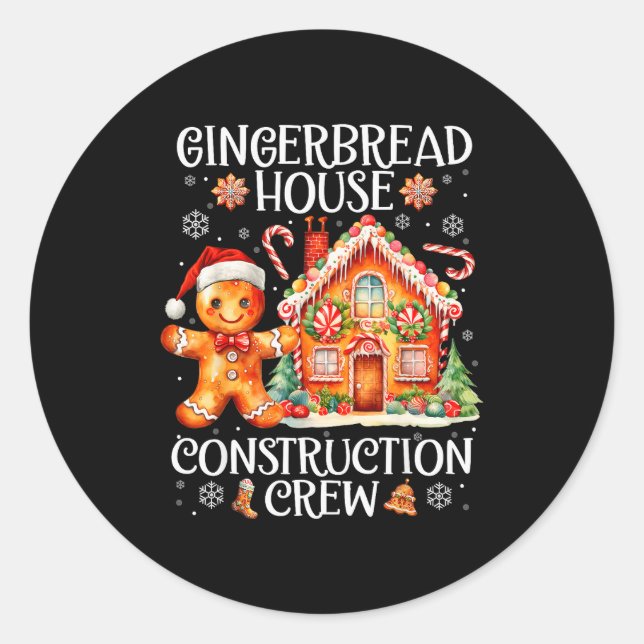 Adesivo Redondo Biscoitos de Construção de Casa de Gingerbread (Frente)