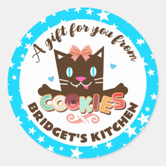 Adesivo Redondo Biscoitos de gatinhos lindos da cozinha da cozedur