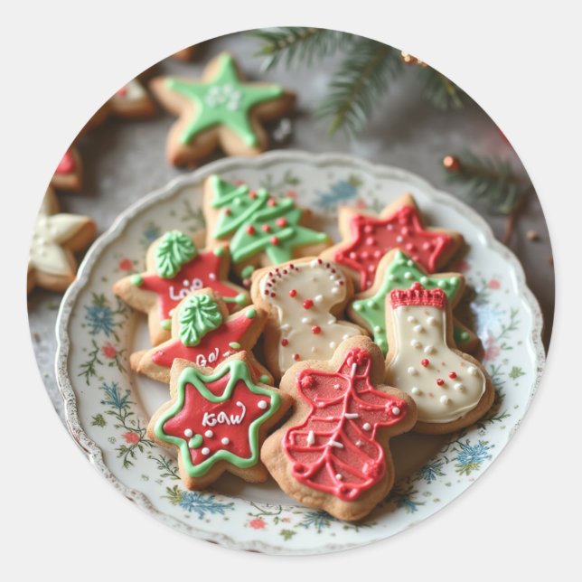 Adesivo Redondo Biscoitos de Natal (Frente)