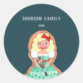 Adesivo Redondo Biscoitos de natal azuis e bonitos