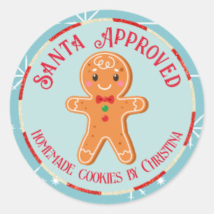 Adesivo Redondo Biscoitos de Natal Caseiros Aprovados pelo Papai N