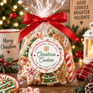 Adesivo Redondo Biscoitos De Natal Caseiros Com Amor Nome