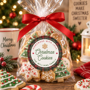 Adesivo Redondo Biscoitos De Natal Caseiros Com Amor Nome Da Famíl