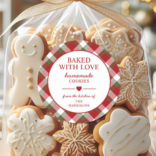 Adesivo Redondo Biscoitos de Natal com Plaid Assados com Amor