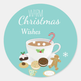 Adesivo Redondo Biscoitos de Natal e chocolate quente férias      