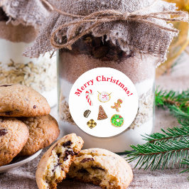 Adesivo Redondo Biscoitos de Natal em Aquarela