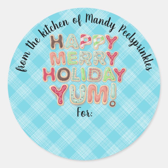 Adesivo Redondo Biscoitos de Natal fosco da cozinha da comida (Frente)