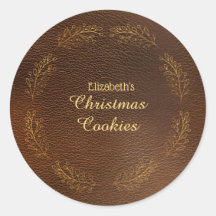 Biscoitos de Natal Marrom Folhas de Ouro Elegantes