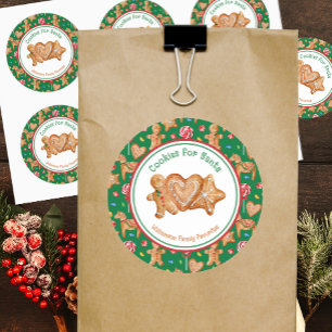 Adesivo Redondo Biscoitos de Natal para o Papai Noel Verde