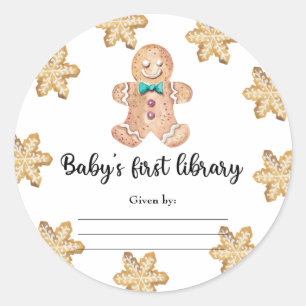 Adesivo Redondo Biscoitos de Natal - Primeira biblioteca do bebê