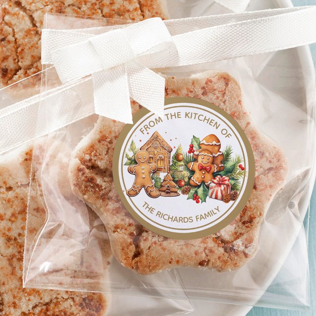 Adesivo Redondo Biscoitos de pão-de-gengibre Baía de Natal (Criador carregado)