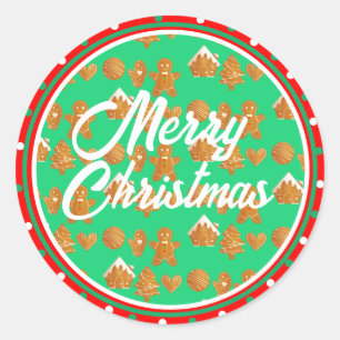 Adesivo Redondo Biscoitos de Pão-de-Pão de Natal