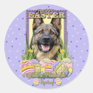 Adesivo Redondo Biscoitos do ovo da páscoa - german shepherd
