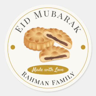 Adesivo Redondo Biscoitos Maamoul Modernos de Tâmara Eid Mubarak I