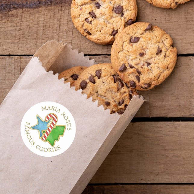 Adesivo Redondo Biscoitos Natalinos Fofos Caprichosos  (Christmas watercolor cookies cute colorful round sticker. )