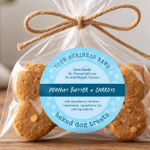 Adesivo Redondo Biscoitos Pet Modernos Patas Pet Cookies Azul
