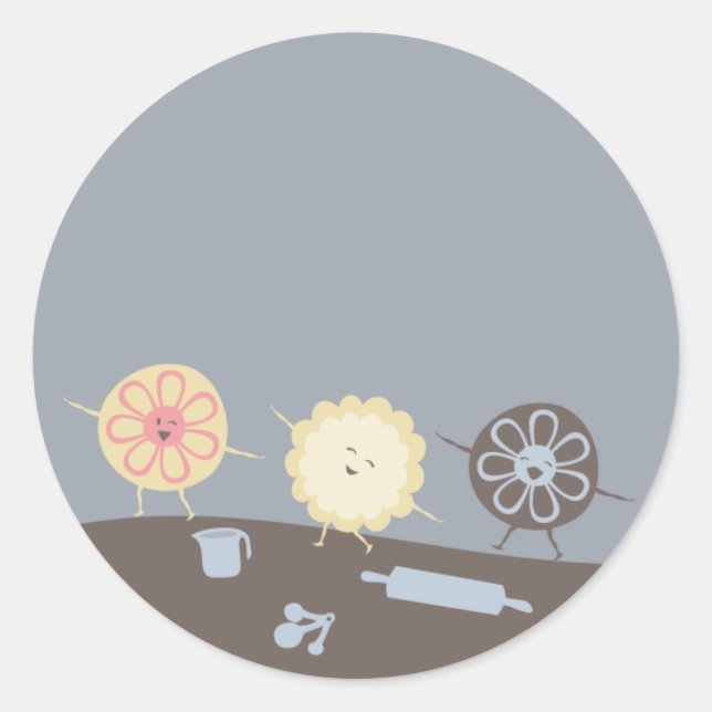 Adesivo Redondo Biscoitos tocando sino de presente de cozinha de p (Frente)