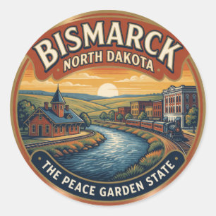 Adesivo Redondo Bismarck North Dakota Capital Prairie Viagem