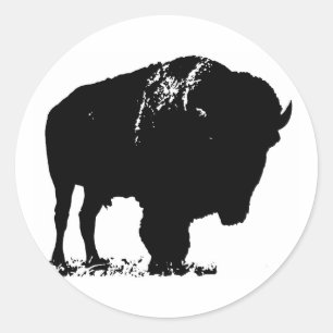 Adesivo Redondo Bison Buffalo, Pop de Arte Negra