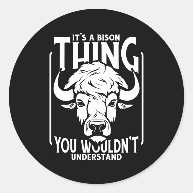 Adesivo Redondo Bison Wildlife Animal American Bison (Frente)