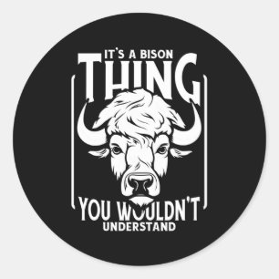 Adesivo Redondo Bison Wildlife Animal American Bison