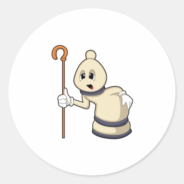 Adesivo Redondo Bispo de xadrez em xadrez (Frente)