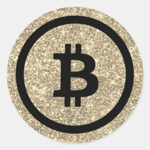 Adesivo Redondo Bitcoin Blockchain Logotipo Glam Money Trader Wall