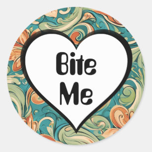 Adesivo Redondo Bite-me Engraçado Coração Retrorna Insuave Design