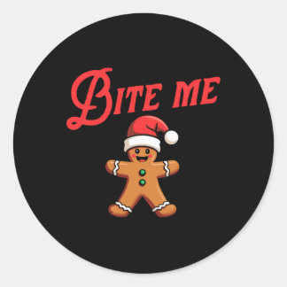 Adesivo Redondo BITE ME Gingerpão Cookie Funny Sarcastic Christy