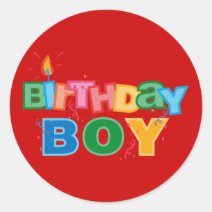 Adesivo Redondo Bíthday Boy Letters Sticker