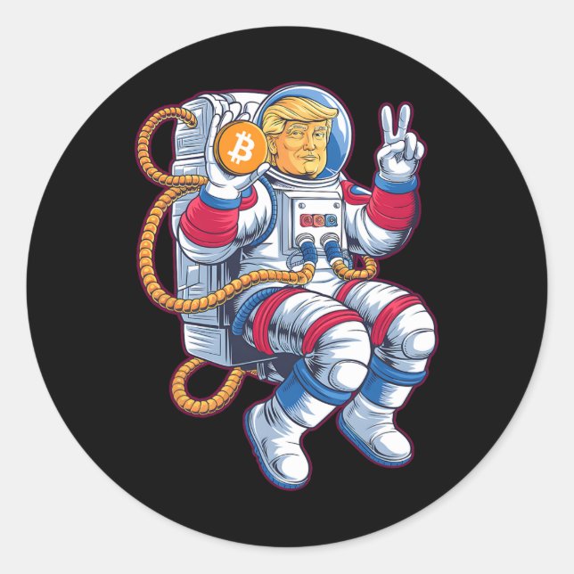 Adesivo Redondo Bitmoeda À Lua Astronauta Crypto Fomo Trum (Frente)