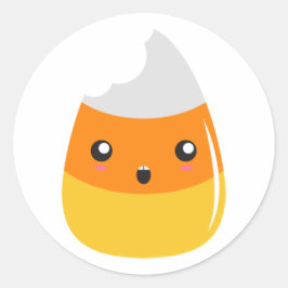 Adesivo Redondo Bitten Candy Corn Emoji Stickers