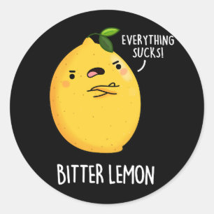 Adesivo Redondo Bitter Lemon Engraçado Fruta Pun Escuro BG