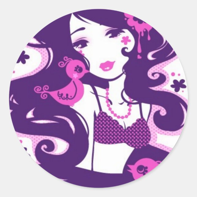 Adesivo Redondo Bitty Birdy Stickers (Frente)