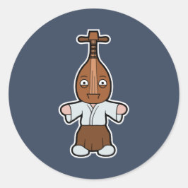 Adesivo Redondo Biwa-bokuboku, o Yokai de Cabeça de Luta