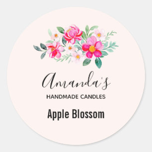 Adesivo Redondo Biz da Vela do Buquê de Flor Rosa Bonito para Repr