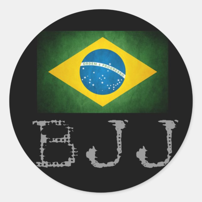 Adesivo Redondo BJJ brasileiro Jiu Jitsu Flag Sticker (Frente)