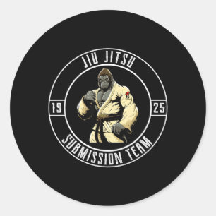 Adesivo Redondo BJJ MMA Gorila - Engraçado Jiu Jitsu Brasileiro