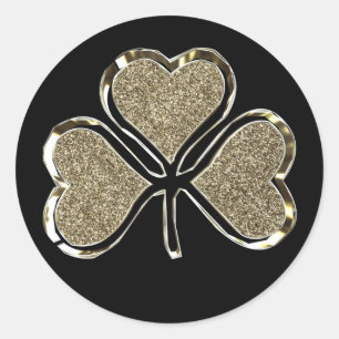 Adesivo Redondo Black and Dourado Shamrock Clover Irish Chic