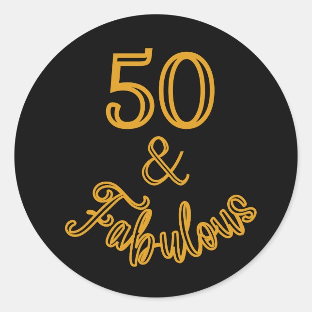 Adesivo Redondo Black and gold 50 e Fabulous Sticker (Frente)