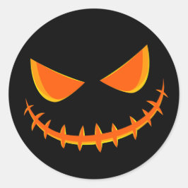 Adesivo Redondo Black and Orange Happy Jack O Lanterna Face