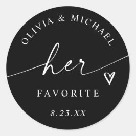 Adesivo Redondo Black and White Her Favorite Wedding Treat Bag