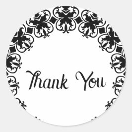 Adesivo Redondo Black and White Lacey Obrigado