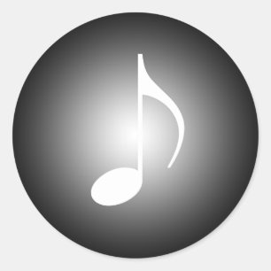 Adesivo Redondo Black and White Musical 8ª Nota