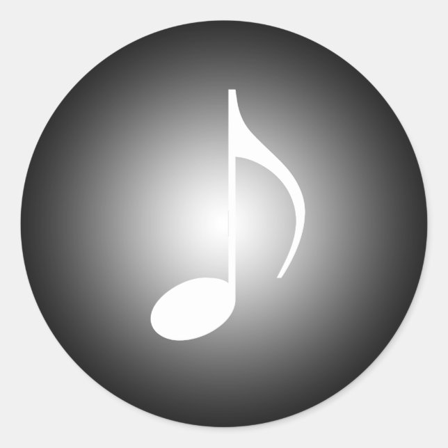 Adesivo Redondo Black and White Musical 8ª Nota (Frente)