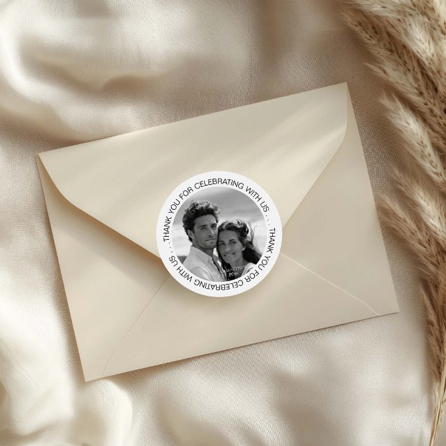 Adesivo Redondo Black and White Photo Thank You (Criador carregado)