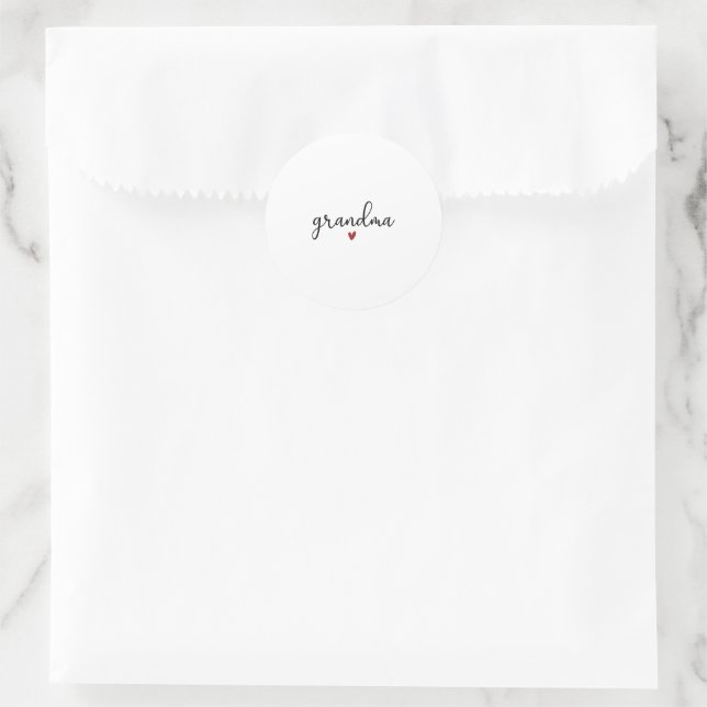 Adesivo Redondo Black And White Text Grandma Heart Love Sticker (Bolsa)
