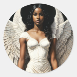 Adesivo Redondo Black Angel Art African American Woman