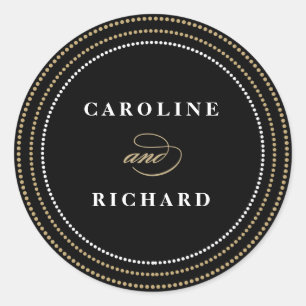 Adesivo Redondo Black Art Deco String Lights Wedor Sticker