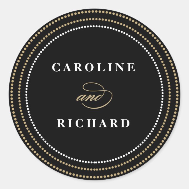 Adesivo Redondo Black Art Deco String Lights Wedor Sticker (Frente)